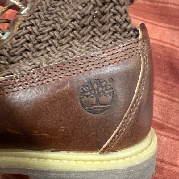 TIMBERLAND Women's Open Weave Brown Combat Boots A14A9 Anti Fatigue Lug Sole 7 - Picture 8 of 13